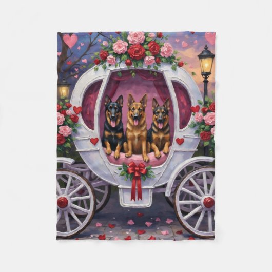 German Shepherd Dog Valentine's Day フリースブランケット (正面)