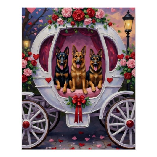German Shepherd Dog Valentine's Day  ポスター (正面)