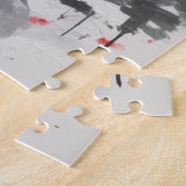 German Shepherd Dog Valentine's Day Red Bow ジグソーパズル (側面)