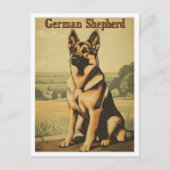 German Shepherd Dog Vintage Art ポストカード (正面)