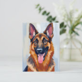 German Shepherd | Dog Watercolor Pet ポストカード (スタンド正面)