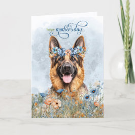 German Shepherd Dog Wildflowers Mother's Day シーズンカード