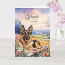 German Shepherd Dog with Wildflowers Pet Sympathy カード
