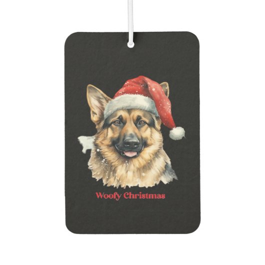 German Shepherd Dog Xmas Christmas Gift Ideas Woof カーエアーフレッシュナー (正面)