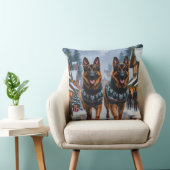 German Shepherd Dogs Christmas Snow Holiday クッション (椅子)