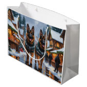 German Shepherd Dogs Christmas Snow Holiday ラージペーパーバッグ (裏面アングル)