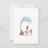 German Shepherd Dogs Merry Christmas Winter Tree 出欠カード (正面)