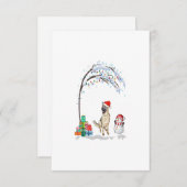 German Shepherd Dogs Merry Christmas Winter Tree 出欠カード (正面/裏面)