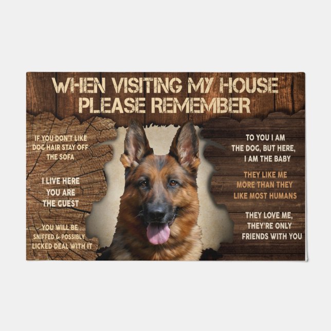 German Shepherd Doormat、GSD愛おもしろい者ギフト ドアマット (正面)
