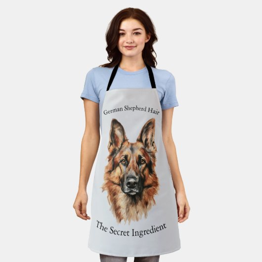 German Shepherd Drawing Portrait Apron エプロン (着用した状態)