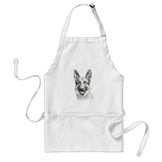 German Shepherd Drawing Portrait Apron | Dog Lover スタンダードエプロン (正面)