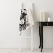 German Shepherd Drawing Portrait Sherpa Blanket シェルパブランケット (インサイチュ)