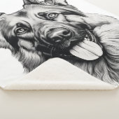 German Shepherd Drawing Portrait Sherpa Blanket シェルパブランケット (3/4)