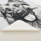 German Shepherd Drawing Portrait Sherpa Blanket シェルパブランケット (3/4)