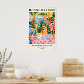 German Shepherd Dronking Coffee Art Print Matisse ポスター (キッチン)