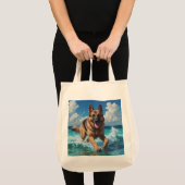 German Shepherd Elegant Grocery Tote Bag トートバッグ (正面(商品))