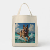 German Shepherd Elegant Grocery Tote Bag トートバッグ (裏面)