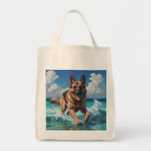 German Shepherd Elegant Grocery Tote Bag