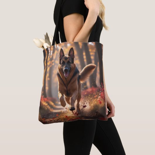 German Shepherd Elegant Shoulder Tote Bag トートバッグ (クローズアップ)