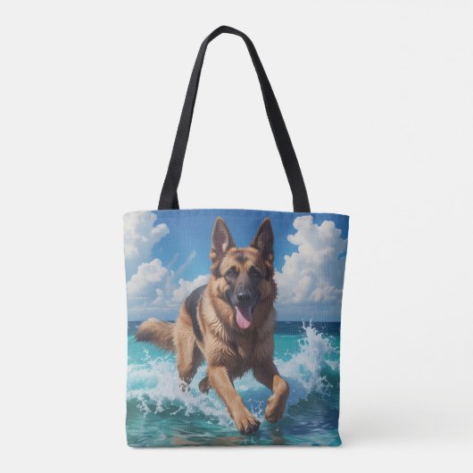 German Shepherd Elegant Shoulder Tote Bag トートバッグ (裏面)
