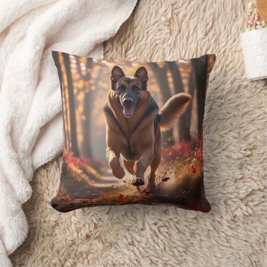 German Shepherd Elegant Throw Pillow クッション (ブランケット)