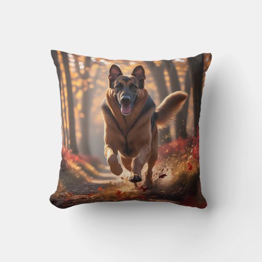 German Shepherd Elegant Throw Pillow クッション (正面)