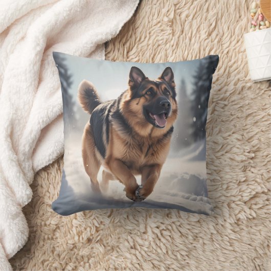 German Shepherd Elegant Throw Pillow クッション (ブランケット)