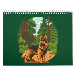 German Shepherd Forest Adventure Dog  カレンダー
