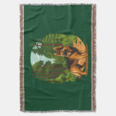 German Shepherd Forest Adventure Dog  スローブランケット (正面縦)