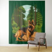 German Shepherd Forest Adventure Dog  タペストリー (インサイチュ)