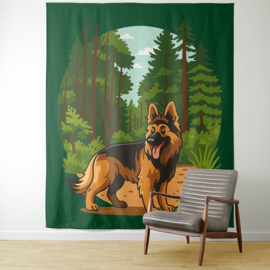 German Shepherd Forest Adventure Dog  タペストリー (インサイチュ)