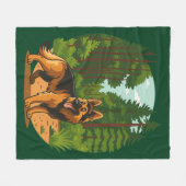 German Shepherd Forest Adventure Dog  フリースブランケット (正面(横))