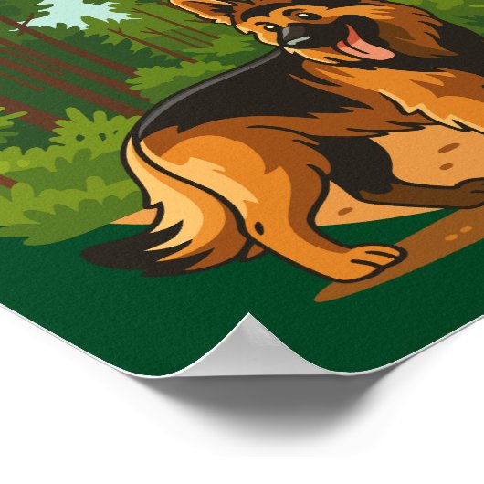 German Shepherd Forest Adventure Dog  ポスター (角)