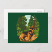 German Shepherd Forest Adventure Dog ポストカード (正面/裏面)