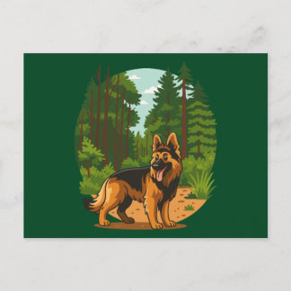 German Shepherd Forest Adventure Dog  ポストカード