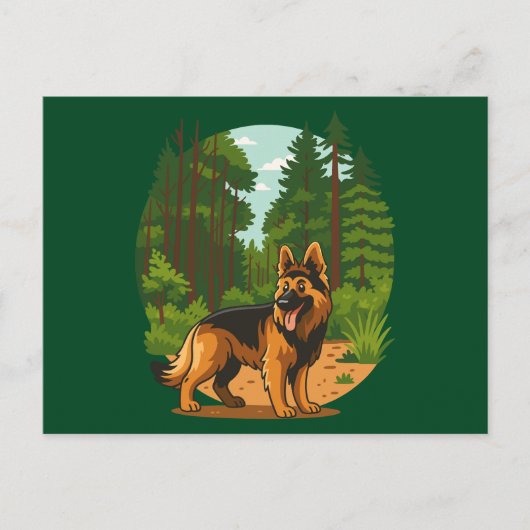 German Shepherd Forest Adventure Dog ポストカード (正面)