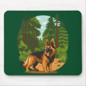 German Shepherd Forest Adventure Dog  マウスパッド (正面)