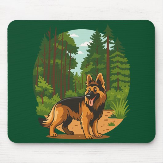 German Shepherd Forest Adventure Dog  マウスパッド (正面)