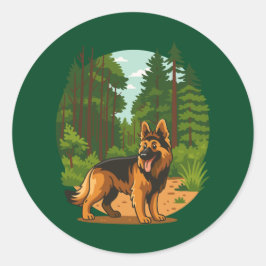 German Shepherd Forest Adventure Dog  ラウンドシール