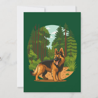 German Shepherd Forest Adventure Dog  招待状