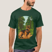 German Shepherd Forest Adventure Dog Tシャツ (正面)