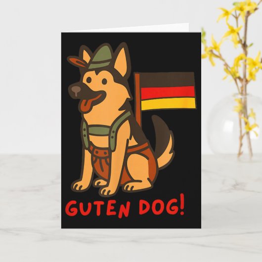 German Shepherd Funny Beer Festival Guten Dog  カード (黄色い花)
