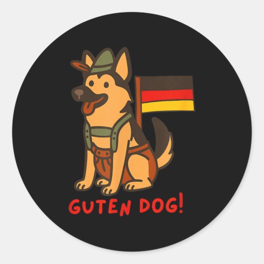 German Shepherd Funny Beer Festival Guten Dog  ラウンドシール (正面)