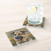 German Shepherd Glass Coasters for Dog Lovers ガラスコースター (アングル)