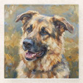 German Shepherd Glass Coasters for Dog Lovers ガラスコースター