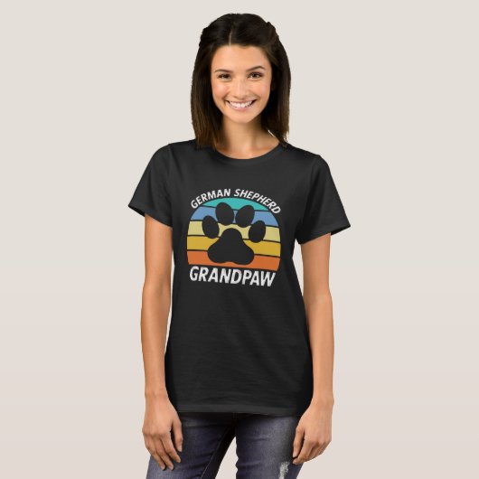 German Shepherd Grandpa for Dad GSD K9 Paw Print Tシャツ (正面フル)