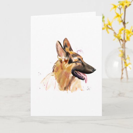 German Shepherd Greeting Card カード (黄色い花)