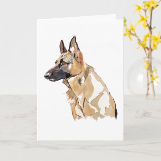 German Shepherd Greeting Card カード (黄色い花)