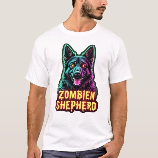 German Shepherd GSD Shep Zombie Dog Halloween Esse Tシャツ (正面)
