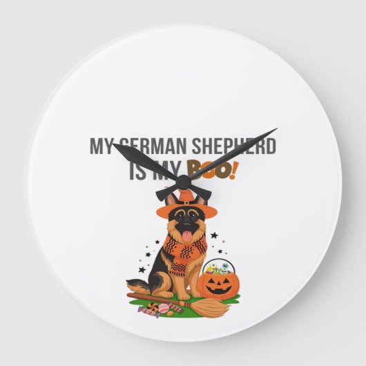 German Shepherd Halloween Costume  My German Sheph ラージ壁時計 (正面)
